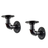 Industrial Black Iron Pipe Bracket Wall Mounted Floating Shelf - Set of 2