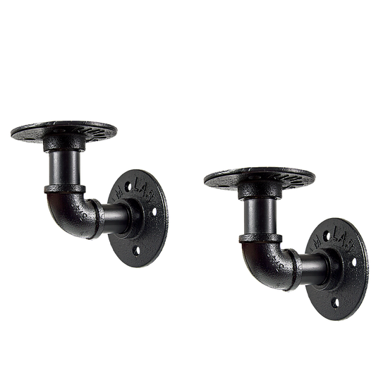 Industrial Black Iron Pipe Bracket Wall Mounted Floating Shelf - Set of 2