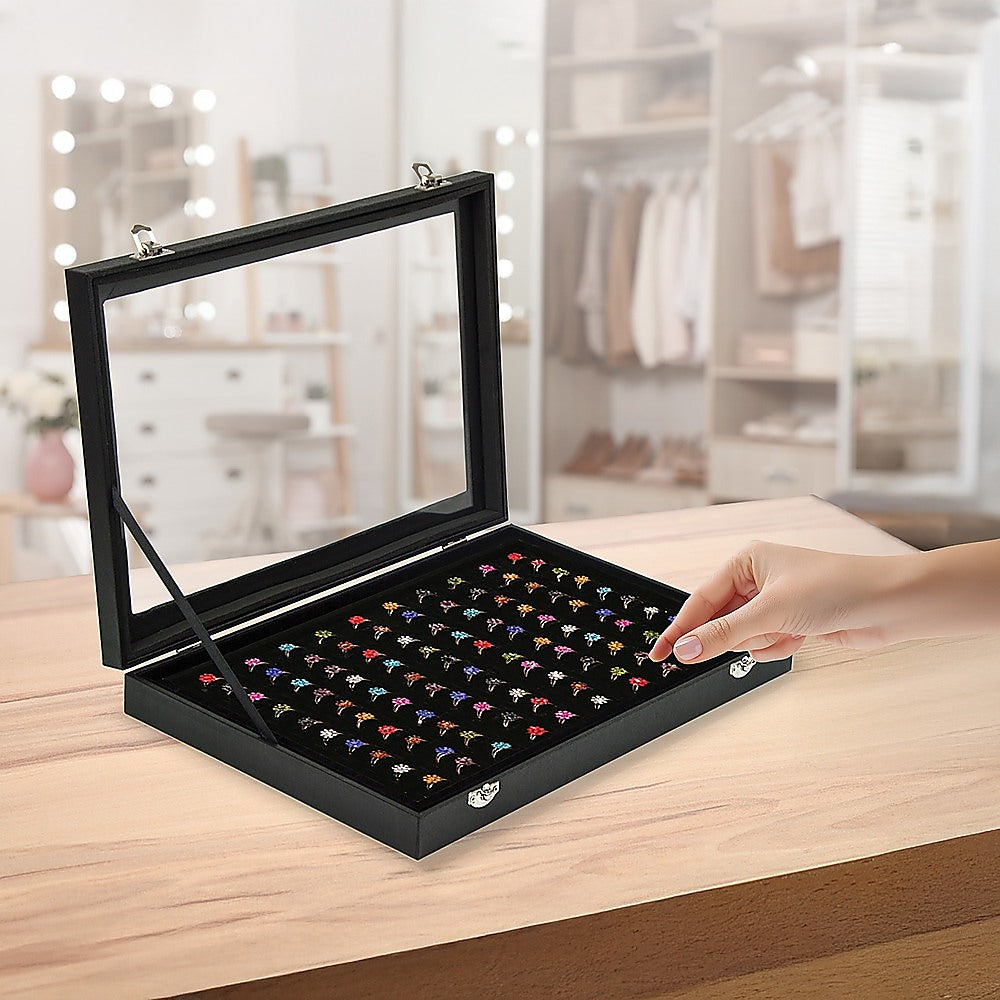 100 Slot Earring Ring Holder Jewellery Necklace Display Storage Gift Box Showcase For Organised Collection