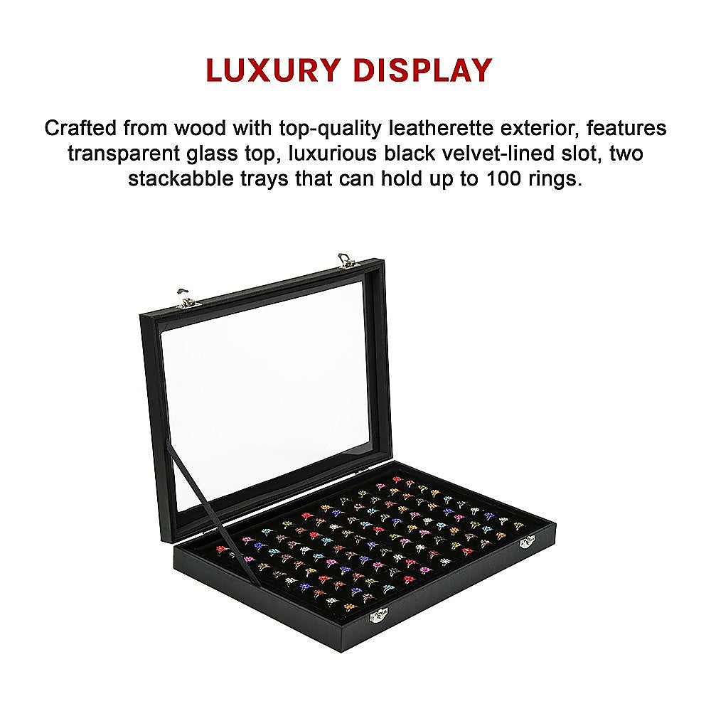 100 Slot Earring Ring Holder Jewellery Necklace Display Storage Gift Box Showcase For Organised Collection