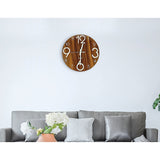 Glow In Dark Wall Clock Luminous Quartz Quiet Wooden Home Decor 30cm - Front View