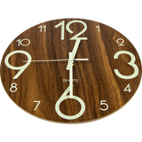 Glow In Dark Wall Clock Luminous Quartz Quiet Wooden Home Decor 30cm - Close-Up Angle