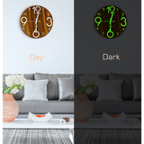 Glow In Dark Wall Clock Luminous Quartz Quiet Wooden Home Decor 30cm - 45-Degree Angle