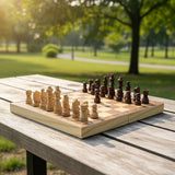 Chess Board Games Folding Large Chess Wooden Chessboard Set Wood Toy Gift - Front View