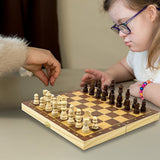 Chess Board Games Folding Large Chess Wooden Chessboard Set Wood Toy Gift - Top-Down View