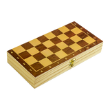 Chess Board Games Folding Large Chess Wooden Chessboard Set Wood Toy Gift - Low Angle