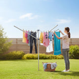4 Arm Rotary Garden Washing Line Clothes Airer Dryer Outdoor Spike 40m Length
