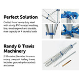 4 Arm Rotary Garden Washing Line Clothes Airer Dryer Outdoor Spike 40m Length - 45-Degree Angle
