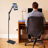 Hands Free Floor Stand Adjustable Bed Clip Holder For Tablet iPad iPhone Switch - Front View