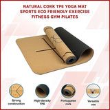 Natural Cork TPE Yoga Mat Sports Eco Friendly Exercise Fitness Gym Pilates - Side View