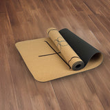 Natural Cork TPE Yoga Mat Sports Eco Friendly Exercise Fitness Gym Pilates - Rear View