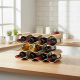 Wooden Wave Wine Rack/Creative Home Grape Wine Holder Shelf Cabinet/Bottle Rack - Front View