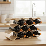Wooden Wave Wine Rack/Creative Home Grape Wine Holder Shelf Cabinet/Bottle Rack - Rear View