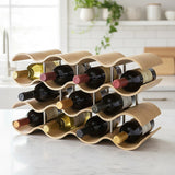 Wooden Wave Wine Rack/Creative Home Grape Wine Holder Shelf Cabinet/Bottle Rack - Low Angle