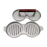 Double Burger Press Hamburger Maker Non Stick Aluminium Beef Patty Meat BBQ - Close-Up Angle