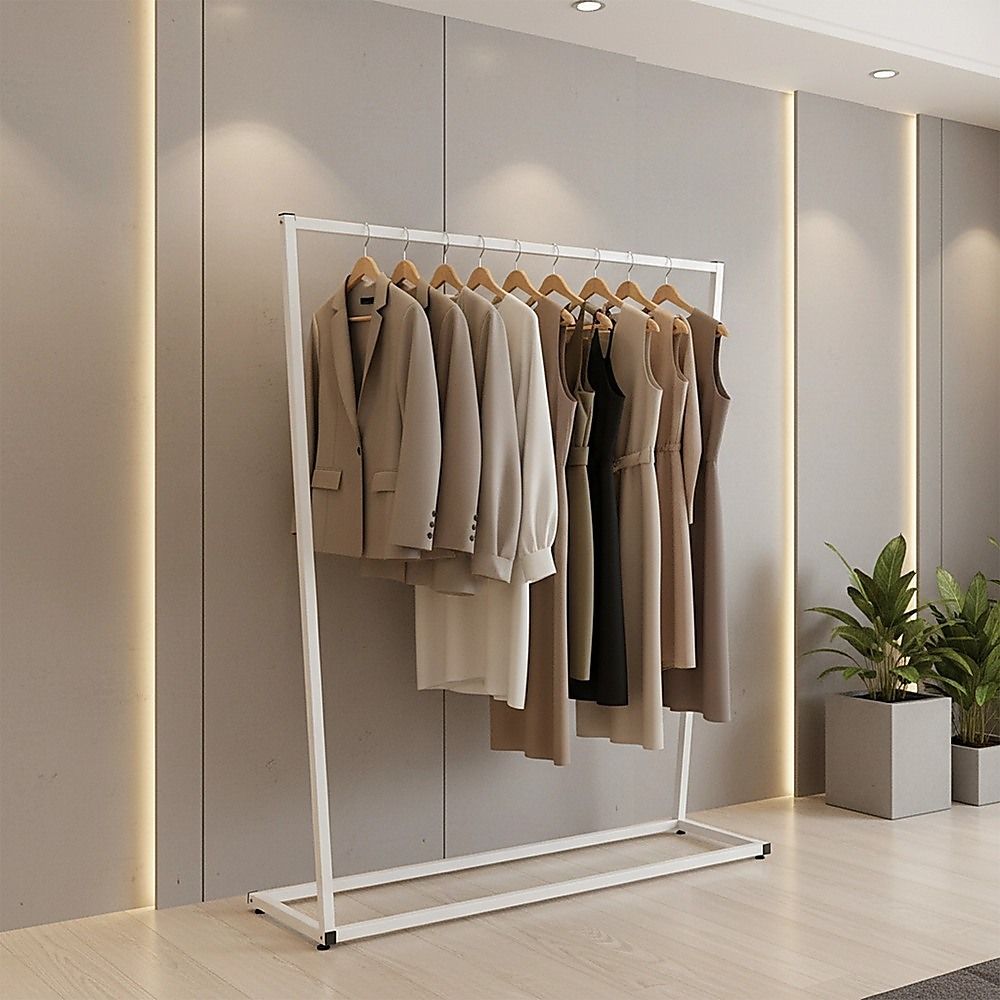 Commercial Clothing Garment Rack Retail Shop White