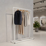 Commercial Clothing Garment Rack Retail Shop White - Close-Up Angle