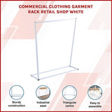 Commercial Clothing Garment Rack Retail Shop White - Side View