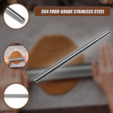 Professional Rolling Pin for Baking Premium 304 Stainless Steel Kitchen Rod - Close-Up Angle