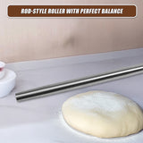 Professional Rolling Pin for Baking Premium 304 Stainless Steel Kitchen Rod - Low Angle