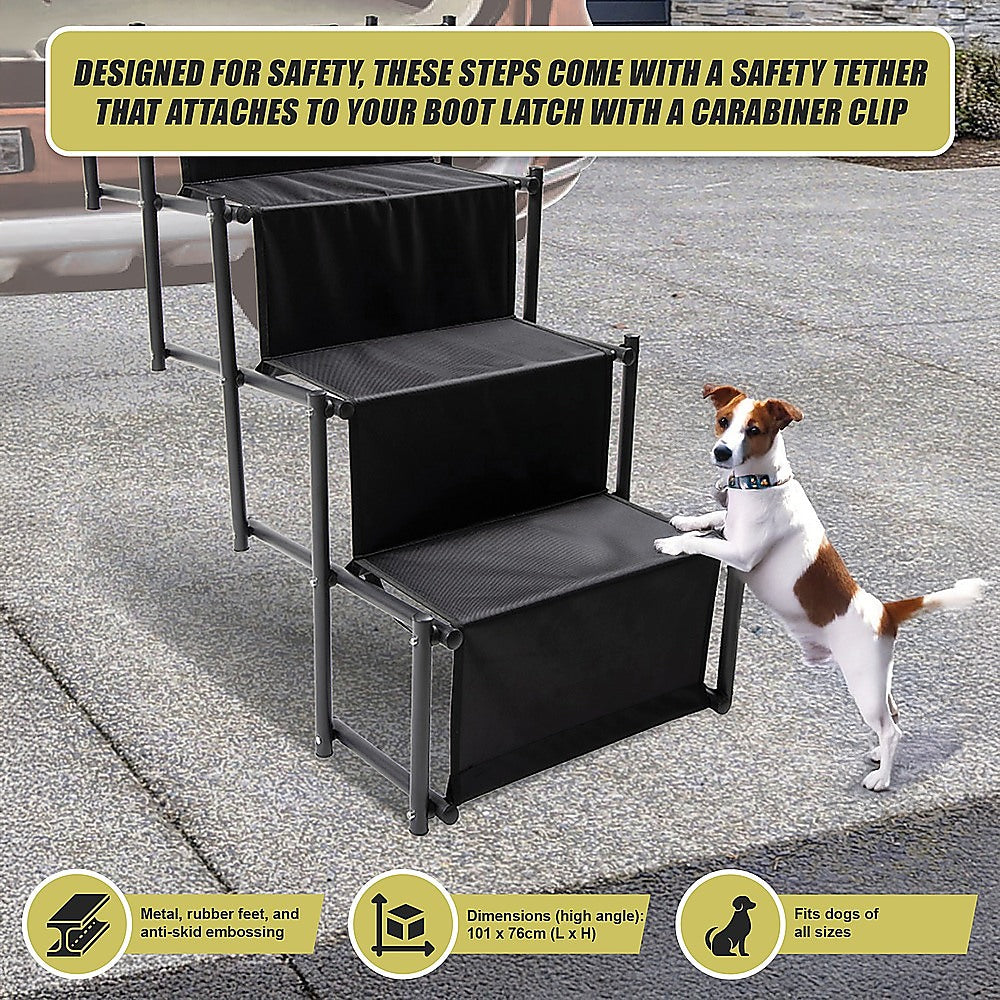 Folding Dog Car Boot Steps Ladder Lightweight Strong Pet Stairs