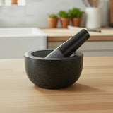 Large Pestle and Mortar Set Durable Granite Stone Spice & Herb Crusher - Front View