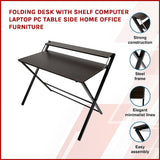 Folding Desk with Shelf Computer Laptop PC Table Side Home Office Furniture - Side View