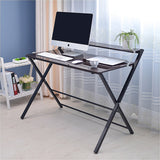 Folding Desk with Shelf Computer Laptop PC Table Side Home Office Furniture - Front View