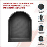 Shower Niche - Arch 450 x 350 x 90mm Prefabricated Wall Bathroom Renovation - Side View