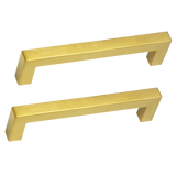 15x Brushed Brass Drawer Pulls Kitchen Cabinet Handles - Gold Finish 128mm - Close-Up Angle