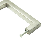Brushed Nickel Stainless Steel Kitchen Cabinet Square Drawer Pull Door Handles 15-Pack - Close-Up Angle