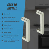 Brushed Nickel Stainless Steel Kitchen Cabinet Square Drawer Pull Door Handles 15-Pack - Extra Image