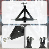 Heavy Duty Steel 3 Point 2 Trailer Hitch Receiver Tow Drawbar For Cat 1 Tractor