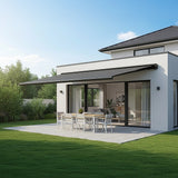 5.5m x 3.0m Retractable Folding Arm Awning Heavy Duty Full Cassette Motorised - Rear View