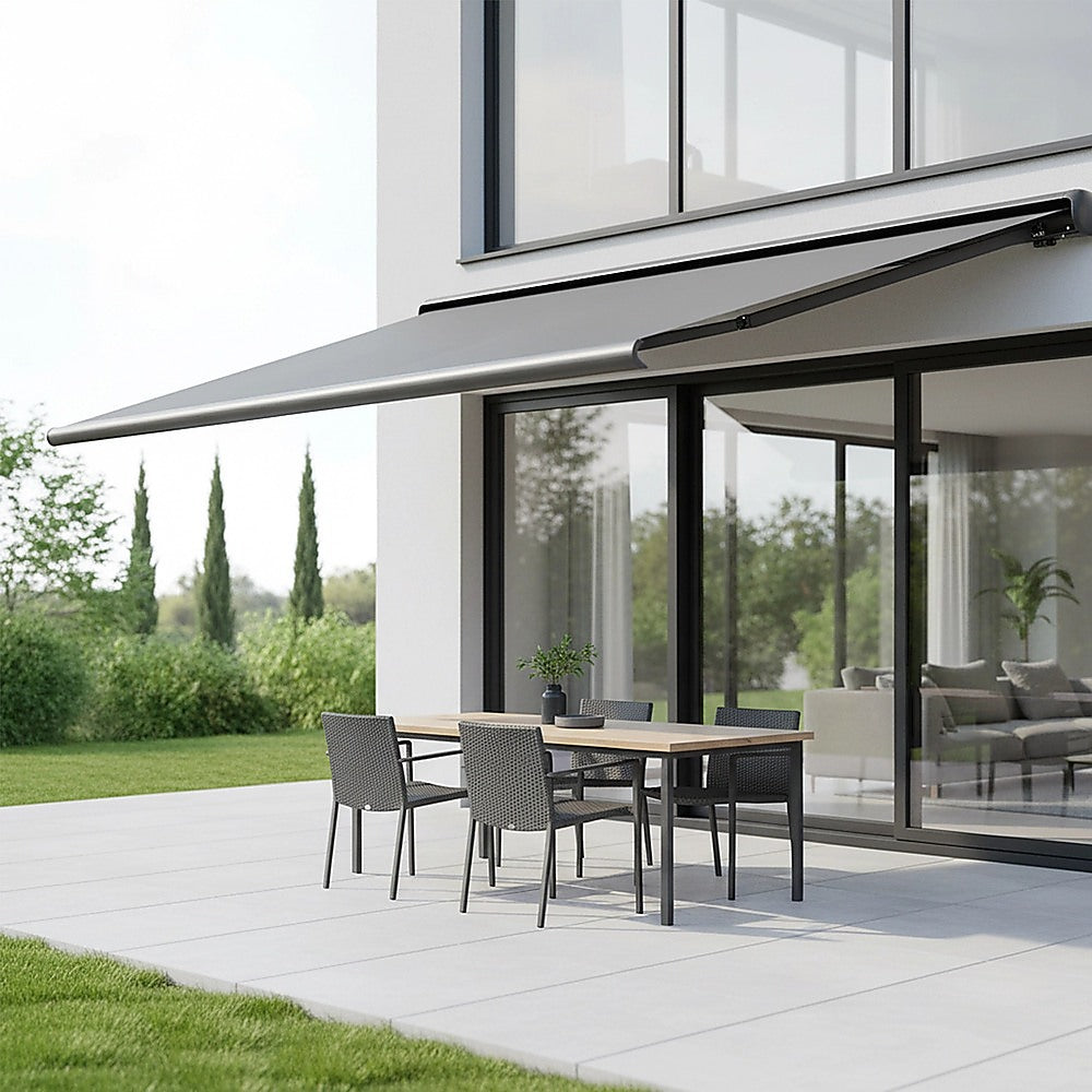 5.5m x 3.0m Retractable Folding Arm Awning Heavy Duty Full Cassette Motorised