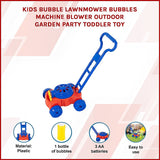 Kids Bubble Lawnmower Bubbles Machine Blower Outdoor Garden Party Toddler Toy - Side View