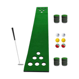 Golf Beer Pong Game Toy Set Green Golf Putting Matt with 2 Putters, 6 Balls - 45-Degree Angle