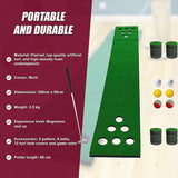 Golf Beer Pong Game Toy Set Green Golf Putting Matt with 2 Putters, 6 Balls - Extra Image