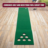 Golf Beer Pong Game Toy Set Green Golf Putting Matt with 2 Putters, 6 Balls - Extra Image
