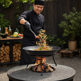 Iron Fire Bowl Traditional Log Fire Pit Outdoor Heating Camp Site Barbecue - 45-Degree Angle