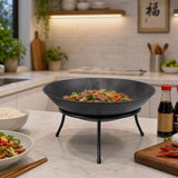 Iron Fire Bowl Traditional Log Fire Pit Outdoor Heating Camp Site Barbecue - Close-Up Angle