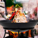 Iron Fire Bowl Traditional Log Fire Pit Outdoor Heating Camp Site Barbecue - Front View