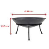 Iron Fire Bowl Traditional Log Fire Pit Outdoor Heating Camp Site Barbecue - Low Angle