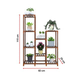 Indoor Outdoor Garden Plant Stand Planter Flower Pot Shelf Wooden Shelving - 9 Shelves - Low Angle