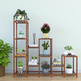 Indoor Outdoor Garden Plant Stand Planter Flower Pot Shelf Wooden Shelving - 12 Shelves - Front View