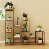 Indoor Outdoor Garden Plant Stand Planter Flower Pot Shelf Wooden Shelving - 12 Shelves - Top-Down View
