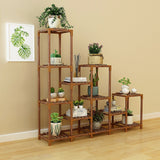 Indoor Outdoor Garden Plant Stand Planter Flower Pot Shelf Wooden Shelving - 12 Shelves - Rear View