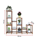 Indoor Outdoor Garden Plant Stand Planter Flower Pot Shelf Wooden Shelving - 12 Shelves - Low Angle