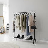 Closet Organizer Metal Garment Rack Portable Clothes Hanger Storage Shoes Rack Black - Front View