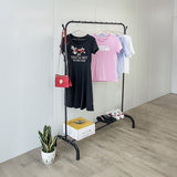 Closet Organizer Metal Garment Rack Portable Clothes Hanger Storage Shoes Rack Black - Front View